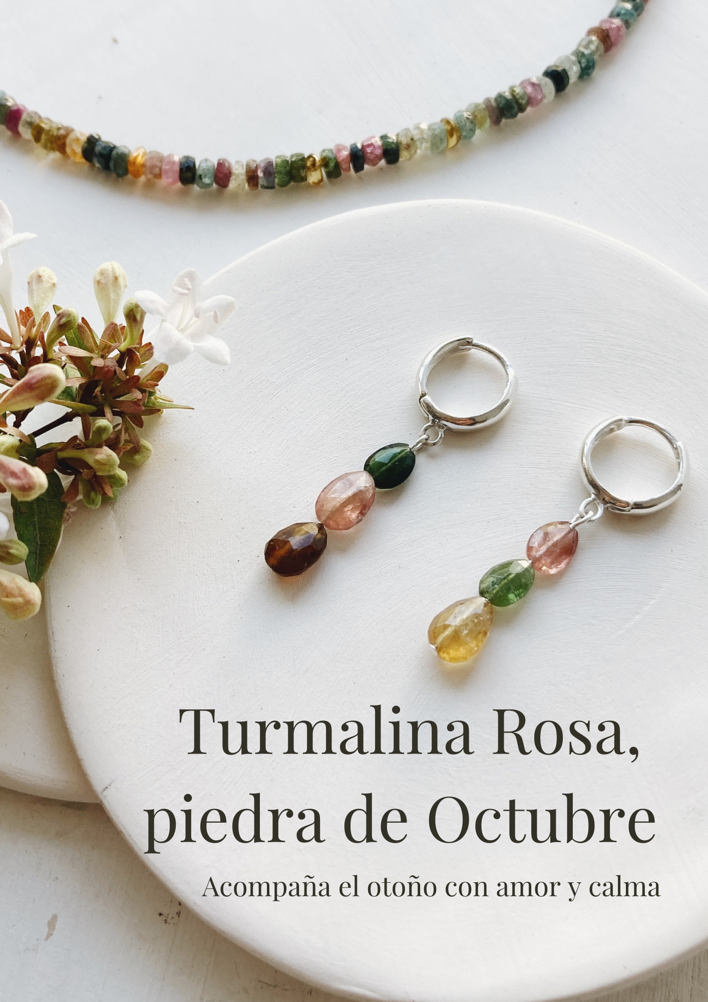 Pendientes de Turmalina Rosa piedra del mes de octubre