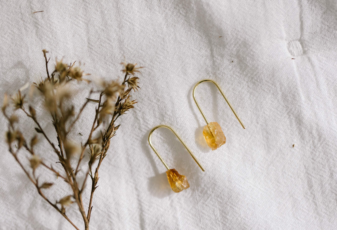 Pendientes de piedra citrino Goethe de Fauna y Flora