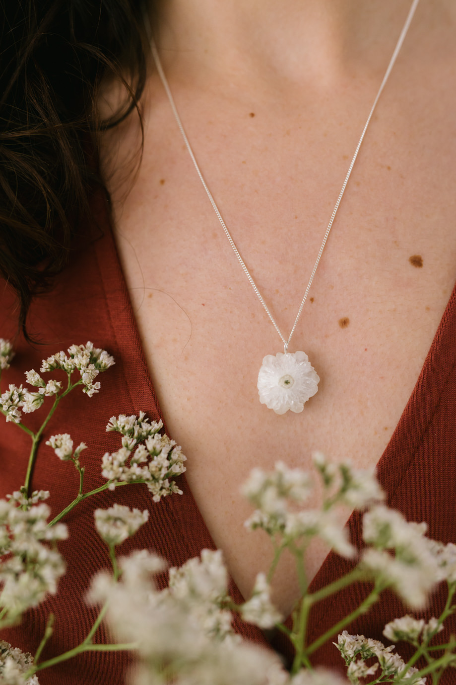 Colgante flor Cuarzo Solar Crisantemos de Fauna y Flora