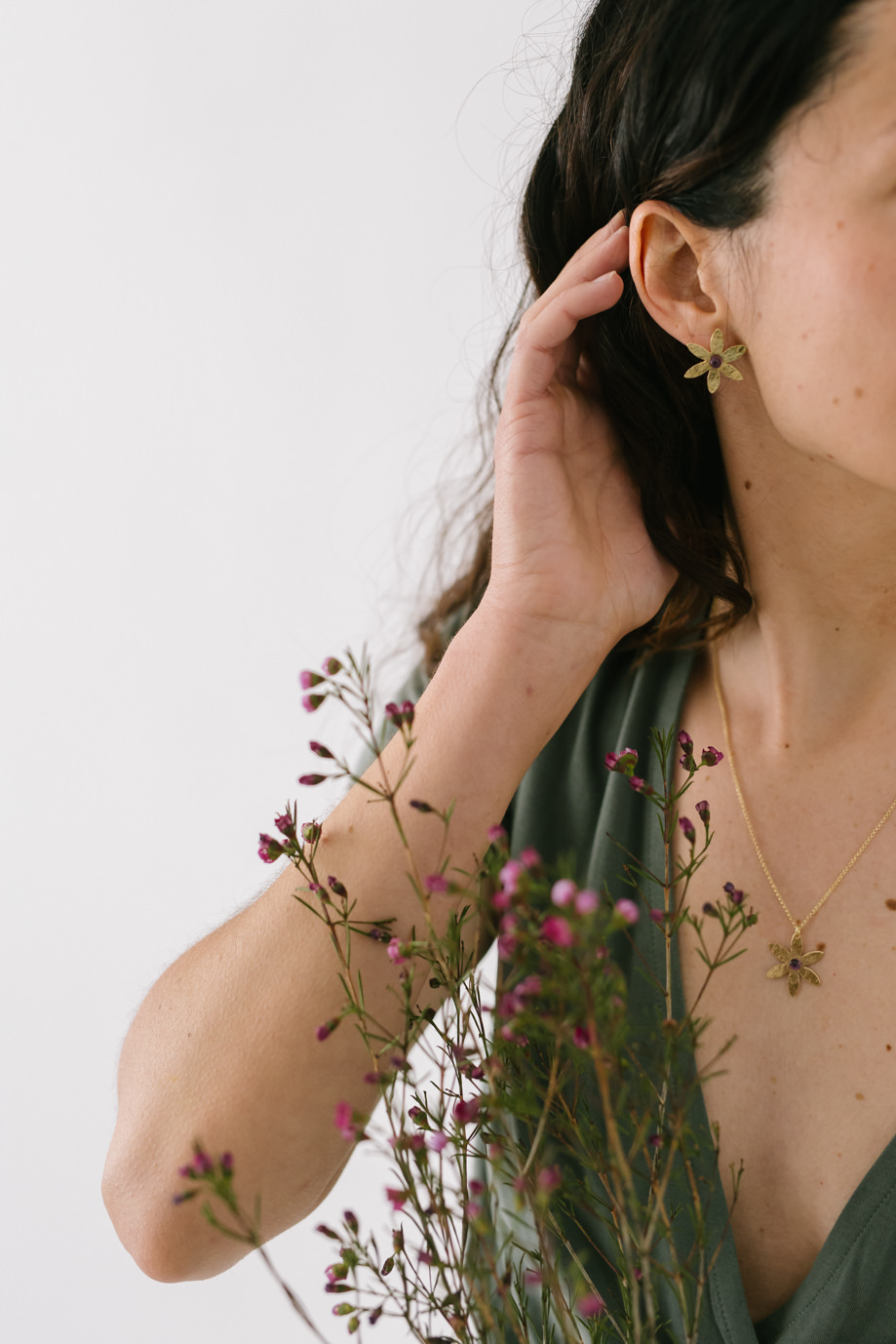 Conjunto joyas primavera flor Roseta amatista Fauna y Flora Conjunto joyas primavera flor Roseta amatista Fauna y Flora