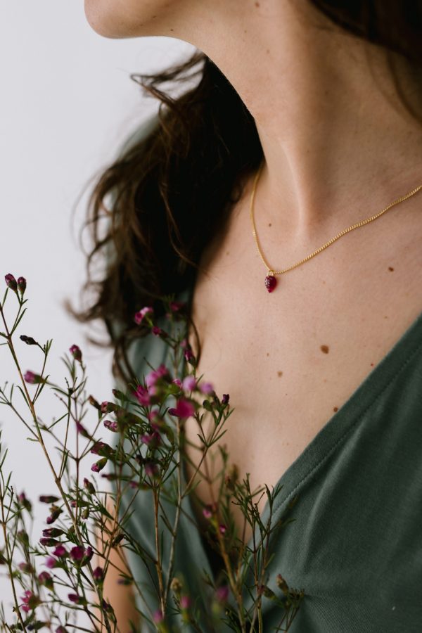 Collar hoja otoño de Turmalina rosa octubre de Fauna y Flora