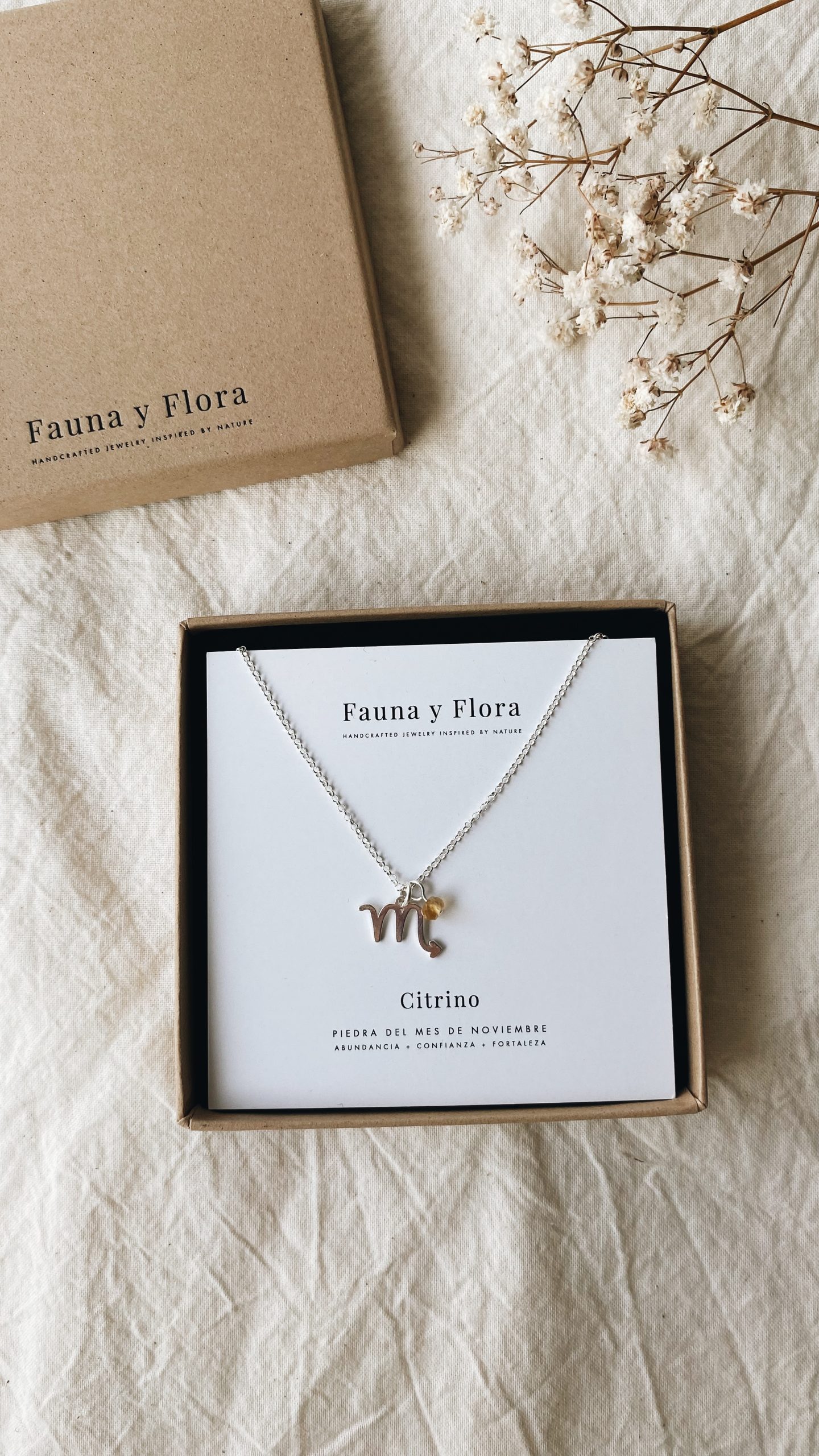 Collar personalizado signo zodiaco escorpio y citrino Fauna y Flora